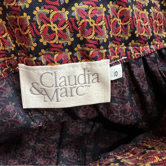 VTG 80s 90s Abstract Sophisticated Look Short Sleeve Shirt & Pleated Skirt Set - Picture 6 of 9